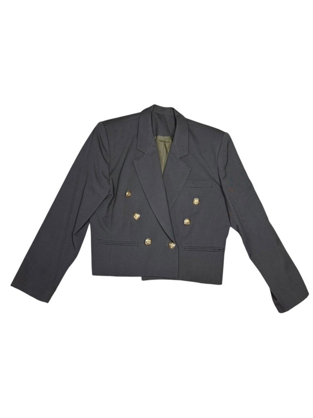 Elliot Lauren Dark Olive Green Military Waist Length Blazer Jacket Medium